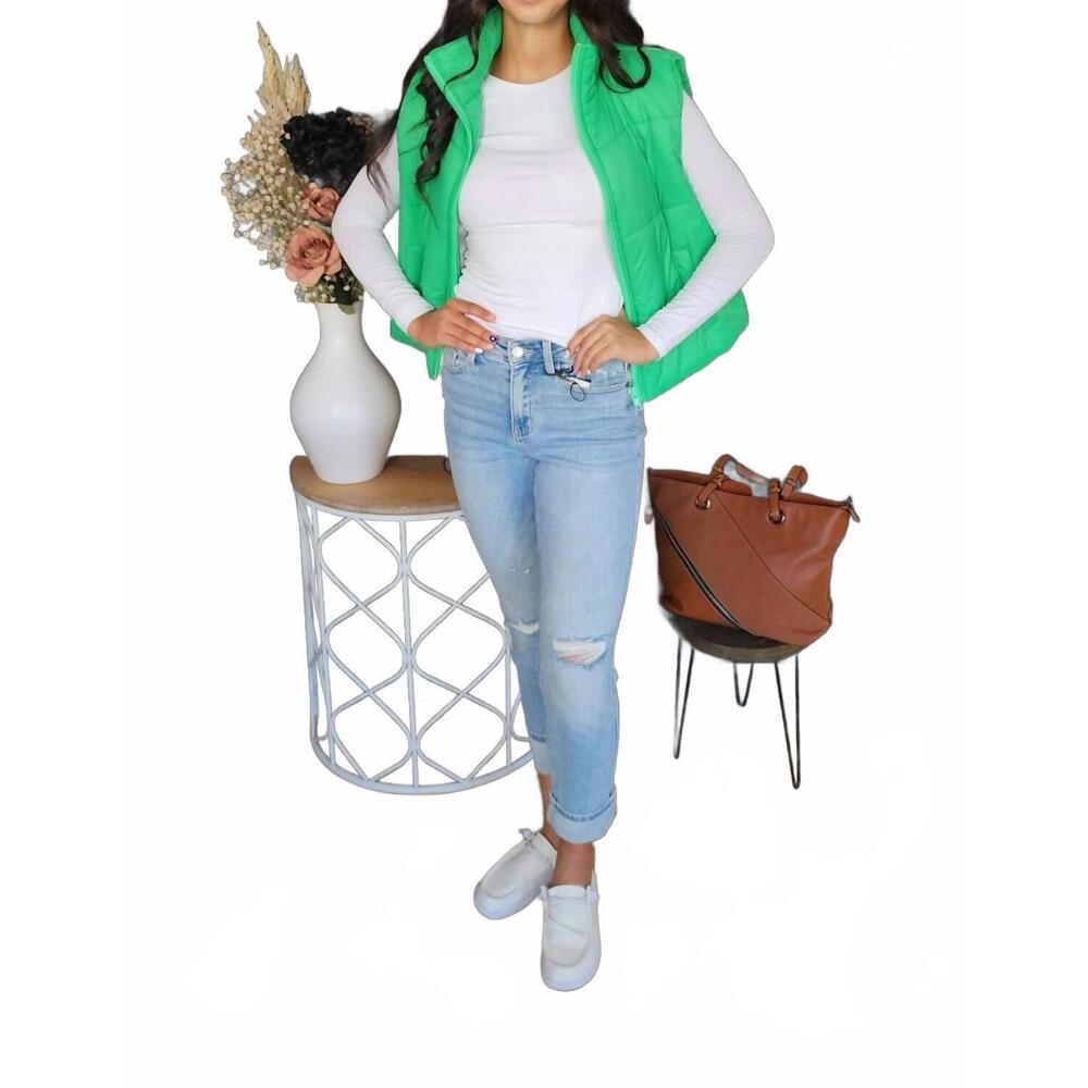 NEW VANILLA MONKEY kelly puff vest in green